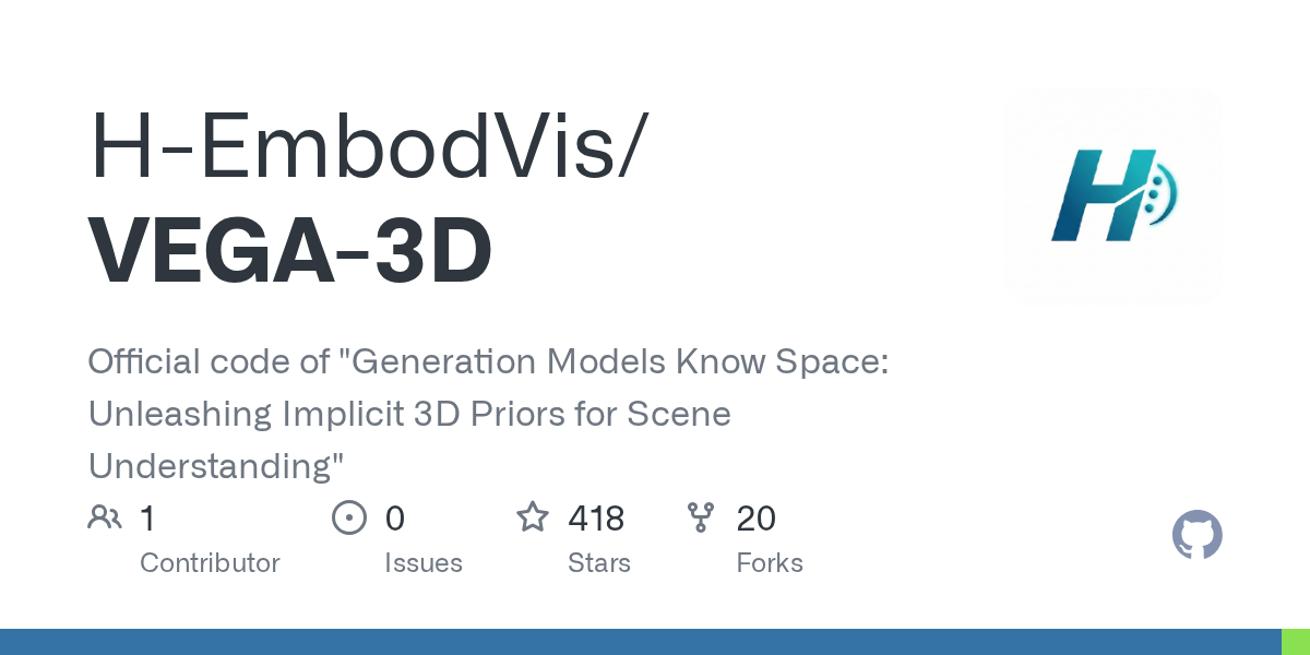 VEGA-3D: Generation Models Know Space — Unleashing Implicit 3D Priors ...